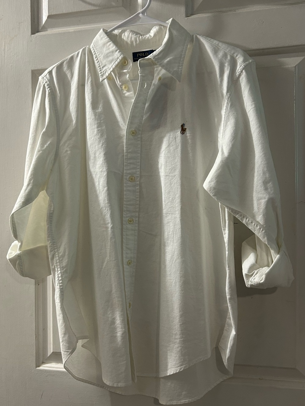 Polo by Ralph Lauren Men's White Button-Down Dress Shirt with Embroidered Pony
